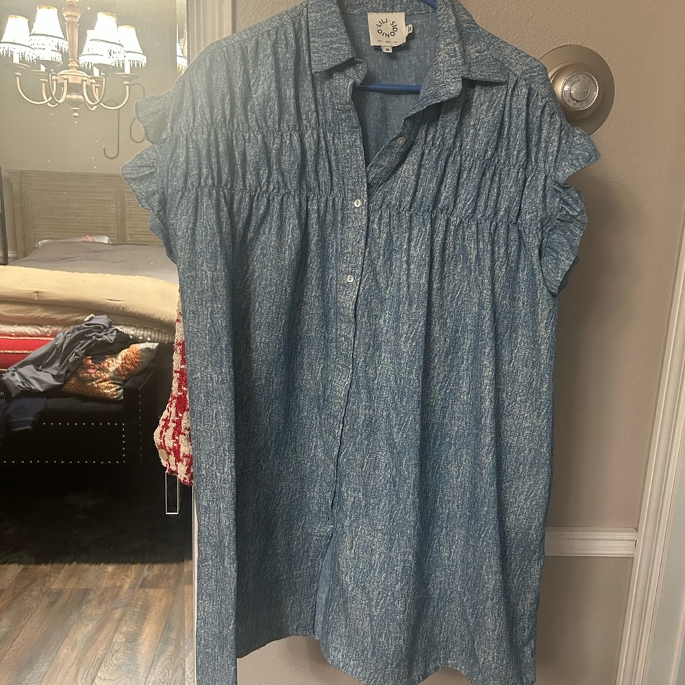 Blue Button-Up Dress